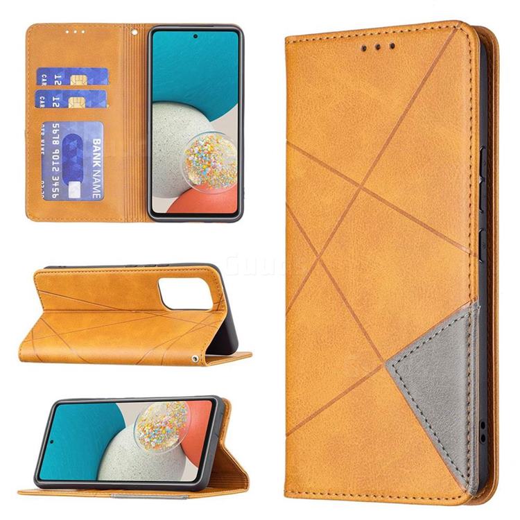 Prismatic Slim Magnetic Sucking Stitching Wallet Flip Cover for Samsung Galaxy A53 5G - Yellow