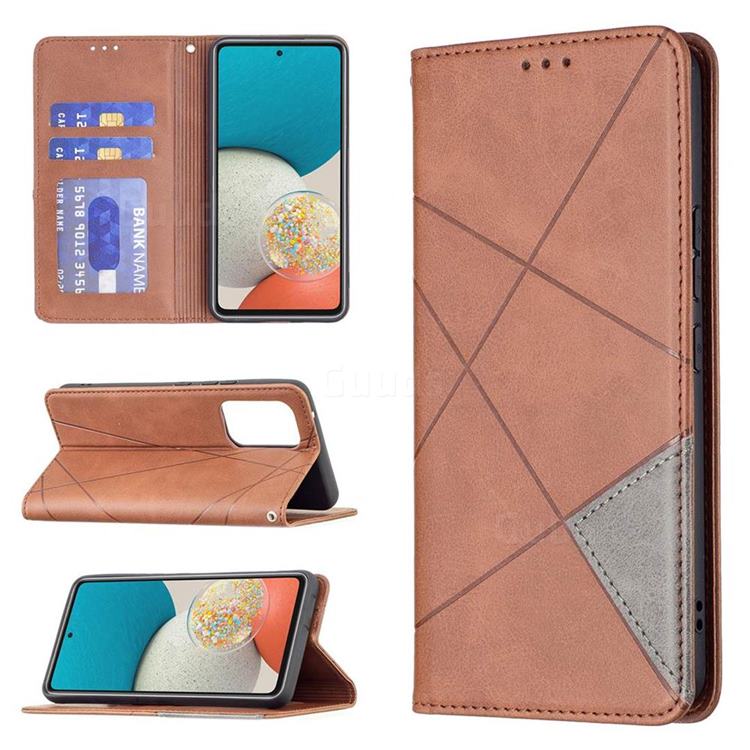 Prismatic Slim Magnetic Sucking Stitching Wallet Flip Cover for Samsung Galaxy A53 5G - Brown