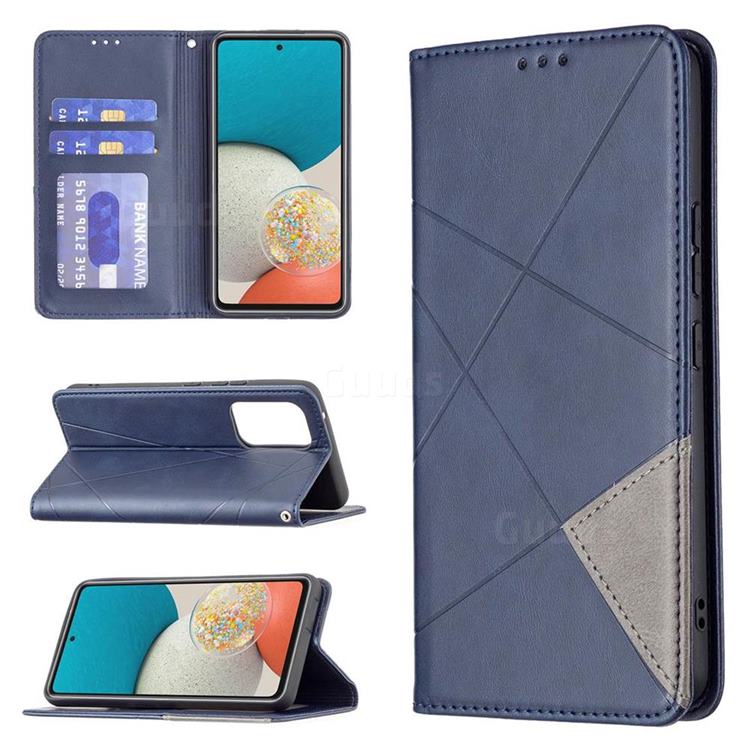 Prismatic Slim Magnetic Sucking Stitching Wallet Flip Cover for Samsung Galaxy A53 5G - Blue