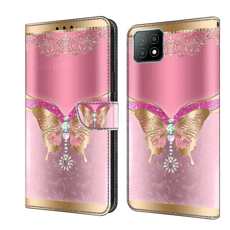 Pink Diamond Butterfly Crystal PU Leather Protective Wallet Case Cover for Samsung Galaxy A53 5G