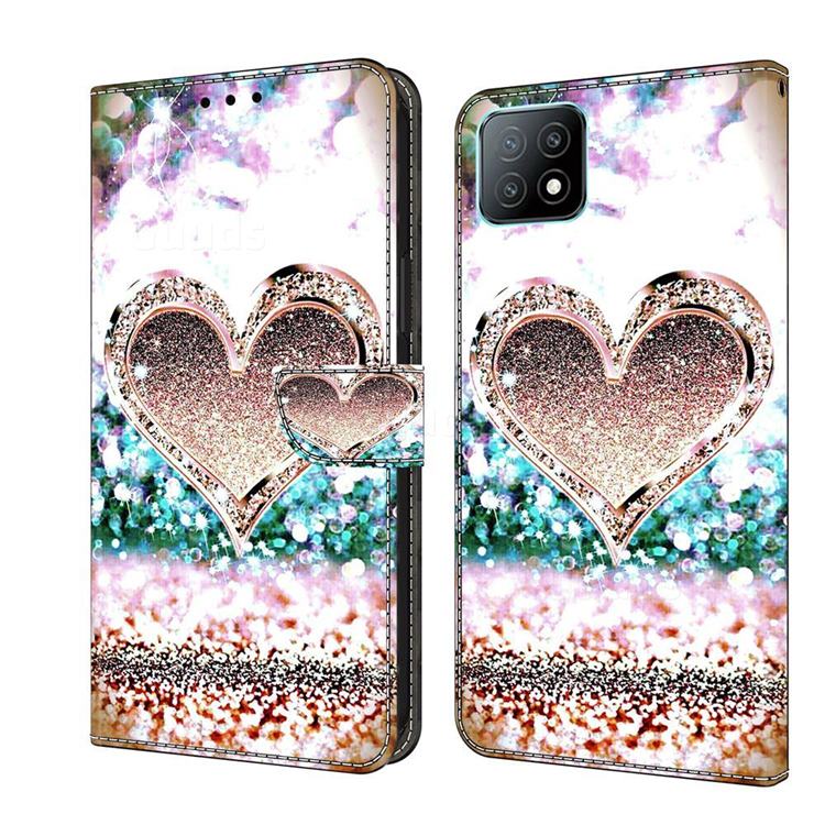 Pink Diamond Heart Crystal PU Leather Protective Wallet Case Cover for Samsung Galaxy A53 5G
