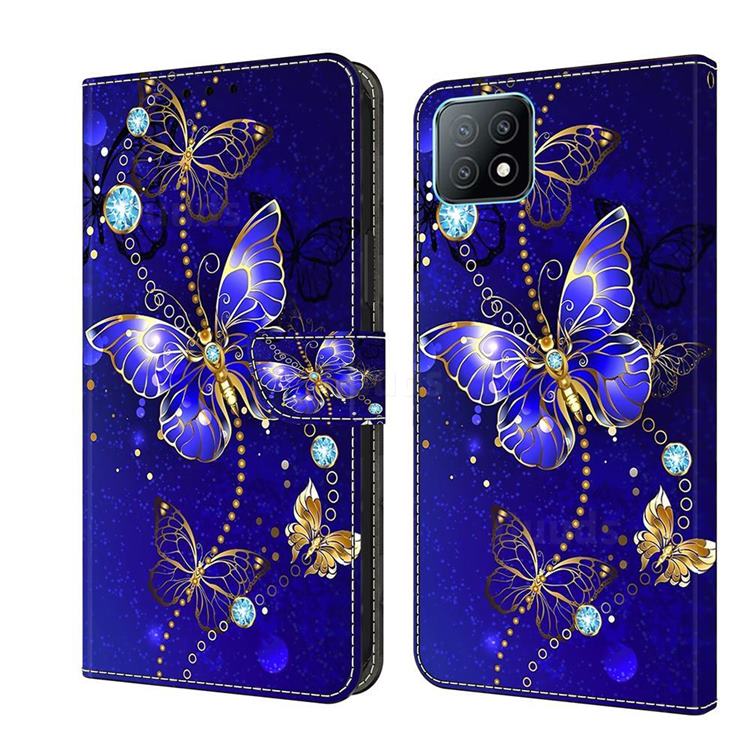 Blue Diamond Butterfly Crystal PU Leather Protective Wallet Case Cover for Samsung Galaxy A53 5G
