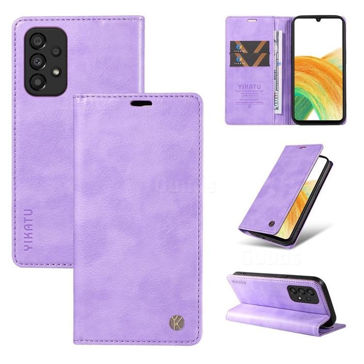 YIKATU Litchi Card Magnetic Automatic Suction Leather Flip Cover for Samsung Galaxy A53 5G - Purple