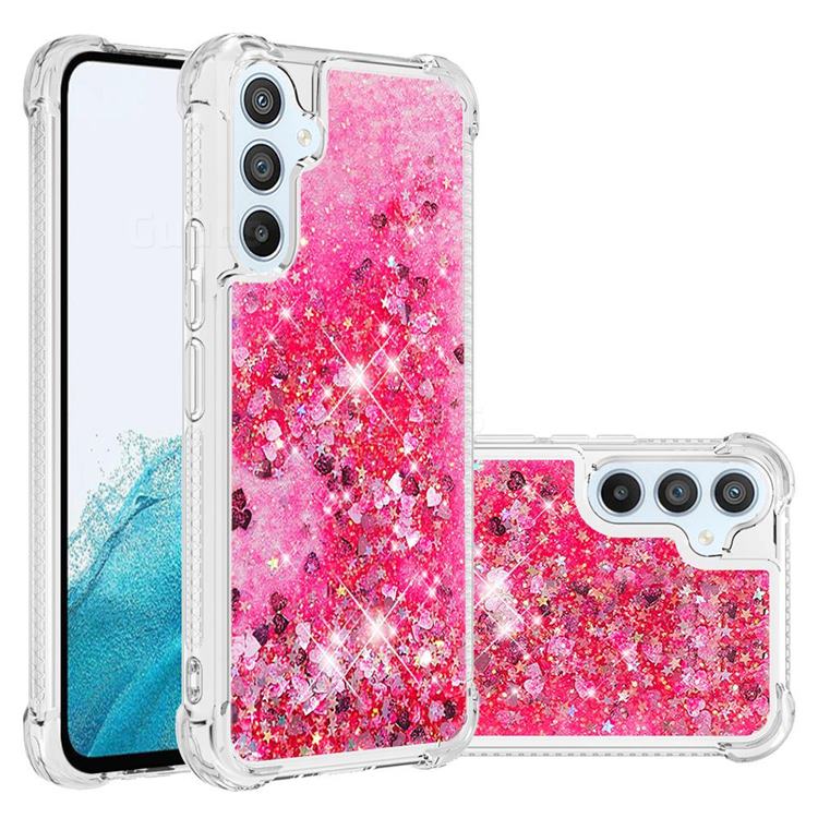 Dynamic Liquid Glitter Sand Quicksand TPU Case for Samsung Galaxy A54 5G - Pink Love Heart