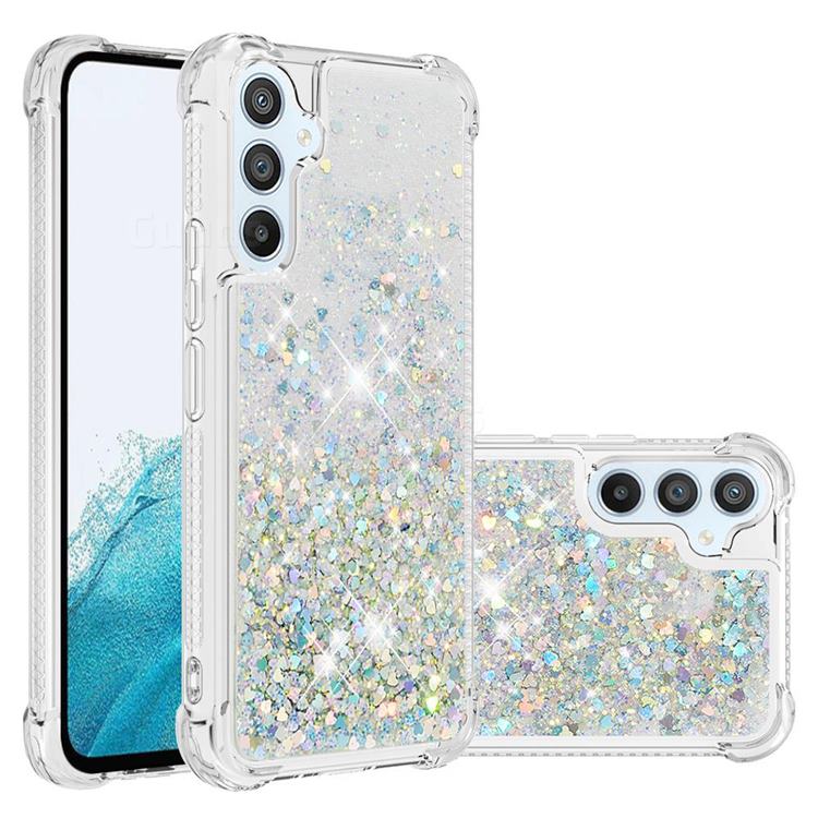 Dynamic Liquid Glitter Sand Quicksand Star TPU Case for Samsung Galaxy A54 5G - Silver