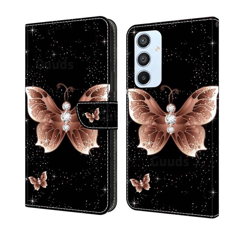 Black Diamond Butterfly Crystal PU Leather Protective Wallet Case Cover for Samsung Galaxy A54 5G