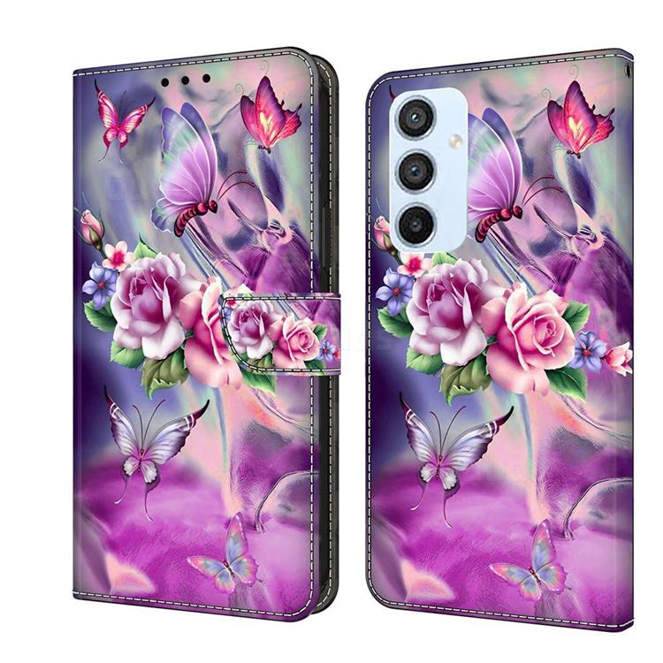 Flower Butterflies Crystal PU Leather Protective Wallet Case Cover for Samsung Galaxy A54 5G