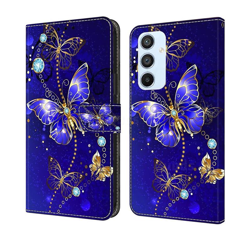 Blue Diamond Butterfly Crystal PU Leather Protective Wallet Case Cover for Samsung Galaxy A54 5G