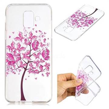 Pink Butterfly Tree Super Clear Soft TPU Back Cover for Samsung Galaxy A6 (2018)