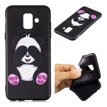 Lovely Panda 3D Embossed Relief Black Soft Back Cover for Samsung Galaxy A6 (2018)