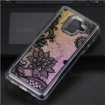 Diagonal Lace Glassy Glitter Quicksand Dynamic Liquid Soft Phone Case for Samsung Galaxy A6 (2018)