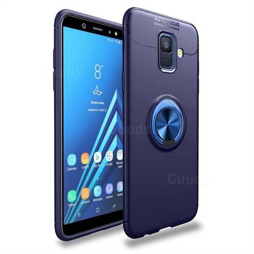 Auto Focus Invisible Ring Holder Soft Phone Case for Samsung Galaxy A6 (2018) - Blue