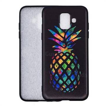 Colorful Pineapple 3D Embossed Relief Black Soft Back Cover for Samsung Galaxy A6 (2018)