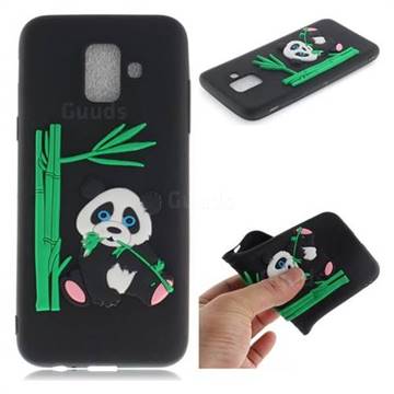 Panda Eating Bamboo Soft 3D Silicone Case for Samsung Galaxy A6 (2018) - Black