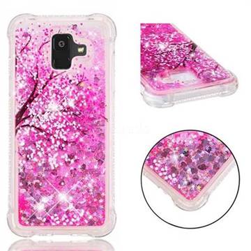 Pink Cherry Blossom Dynamic Liquid Glitter Sand Quicksand Star TPU Case for Samsung Galaxy A6 (2018)