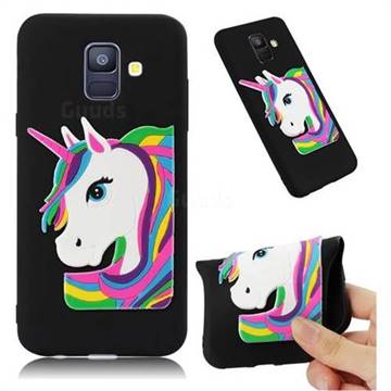 Rainbow Unicorn Soft 3D Silicone Case for Samsung Galaxy A6 (2018) - Black