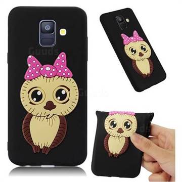 Bowknot Girl Owl Soft 3D Silicone Case for Samsung Galaxy A6 (2018) - Black