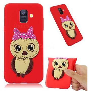 Bowknot Girl Owl Soft 3D Silicone Case for Samsung Galaxy A6 (2018) - Red