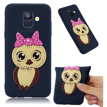 Bowknot Girl Owl Soft 3D Silicone Case for Samsung Galaxy A6 (2018) - Navy