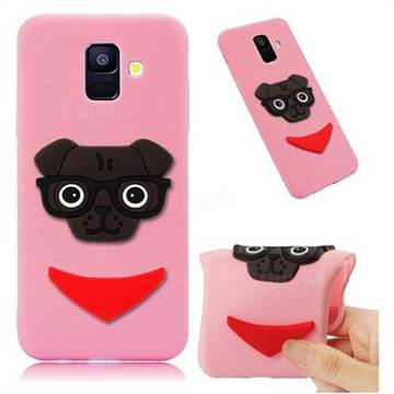 Glasses Dog Soft 3D Silicone Case for Samsung Galaxy A6 (2018) - Pink