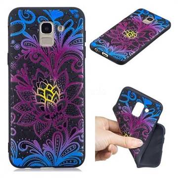 Colorful Lace 3D Embossed Relief Black TPU Cell Phone Back Cover for Samsung Galaxy A6 (2018)