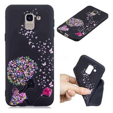 Corolla Girl 3D Embossed Relief Black TPU Cell Phone Back Cover for Samsung Galaxy A6 (2018)