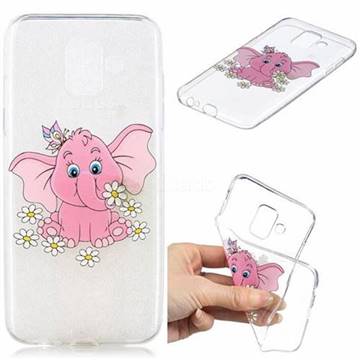 Tiny Pink Elephant Clear Varnish Soft Phone Back Cover for Samsung Galaxy A6 (2018)
