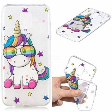 Glasses Unicorn Clear Varnish Soft Phone Back Cover for Samsung Galaxy A6 (2018)
