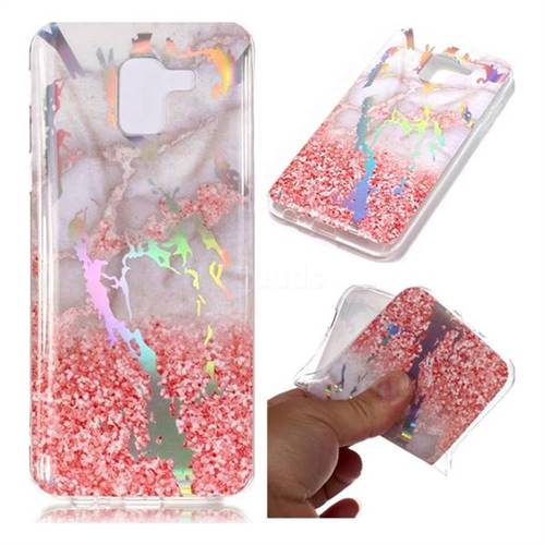 Powder Sandstone Marble Pattern Bright Color Laser Soft TPU Case for Samsung Galaxy A6 (2018)