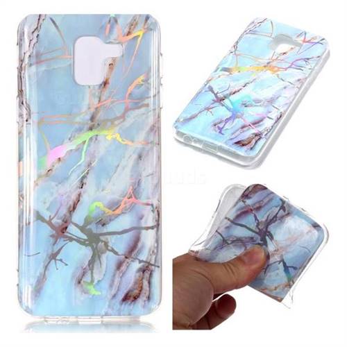 Light Blue Marble Pattern Bright Color Laser Soft TPU Case for Samsung Galaxy A6 (2018)