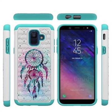 Color Drops Wind Chimes Studded Rhinestone Bling Diamond Shock Absorbing Hybrid Defender Rugged Phone Case Cover for Samsung Galaxy A6 (2018)