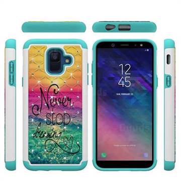Colorful Dream Catcher Studded Rhinestone Bling Diamond Shock Absorbing Hybrid Defender Rugged Phone Case Cover for Samsung Galaxy A6 (2018)