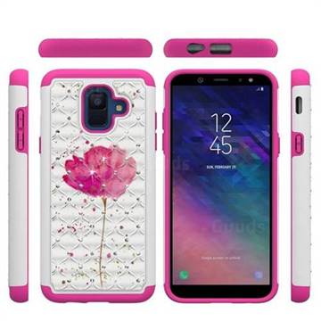 Watercolor Studded Rhinestone Bling Diamond Shock Absorbing Hybrid Defender Rugged Phone Case Cover for Samsung Galaxy A6 (2018)