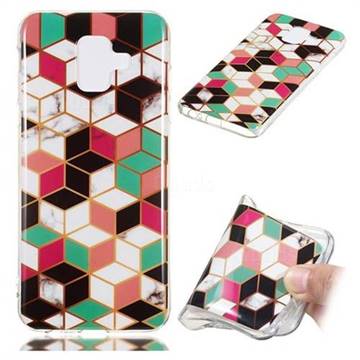 Three-dimensional Square Soft TPU Marble Pattern Phone Case for Samsung Galaxy A6 (2018)