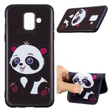Cute Pink Panda 3D Embossed Relief Black Soft Phone Back Cover for Samsung Galaxy A6 (2018)