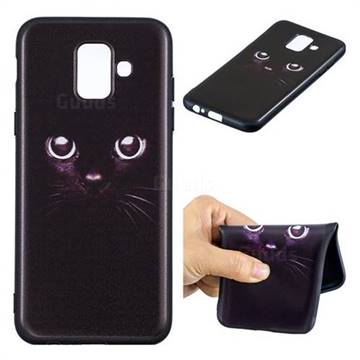 Black Cat Eyes 3D Embossed Relief Black Soft Phone Back Cover for Samsung Galaxy A6 (2018)