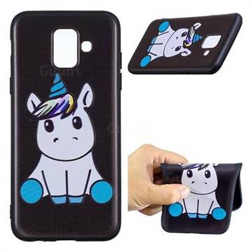 Cute Baby Unicorn 3D Embossed Relief Black Soft Phone Back Cover for Samsung Galaxy A6 (2018)
