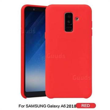 Howmak Slim Liquid Silicone Rubber Shockproof Phone Case Cover for Samsung Galaxy A6 (2018) - Red