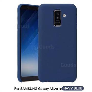 Howmak Slim Liquid Silicone Rubber Shockproof Phone Case Cover for Samsung Galaxy A6 (2018) - Midnight Blue