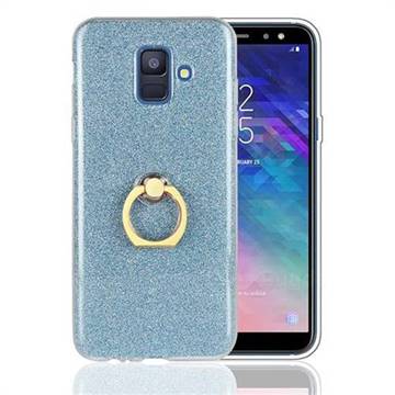 Luxury Soft TPU Glitter Back Ring Cover with 360 Rotate Finger Holder Buckle for Samsung Galaxy A6 (2018) - Blue
