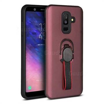 Raytheon Multi-function Ribbon Stand Back Cover for Samsung Galaxy A6 (2018) - Wine Red