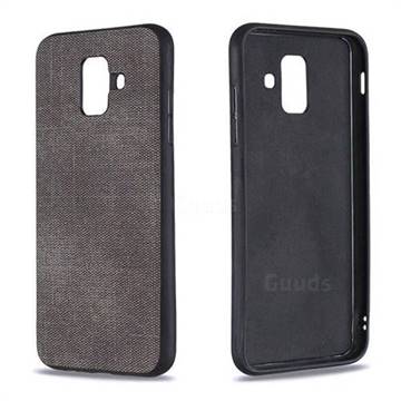 Canvas Cloth Coated Soft Phone Cover for Samsung Galaxy A6 (2018) - Dark Gray