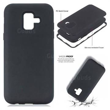 Matte PC + Silicone Shockproof Phone Back Cover Case for Samsung Galaxy A6 (2018) - Black