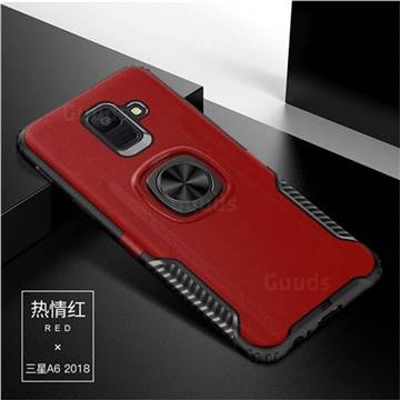 Knight Armor Anti Drop PC + Silicone Invisible Ring Holder Phone Cover for Samsung Galaxy A6 (2018) - Red