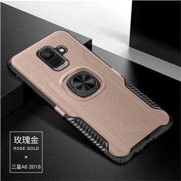 Knight Armor Anti Drop PC + Silicone Invisible Ring Holder Phone Cover for Samsung Galaxy A6 (2018) - Rose Gold