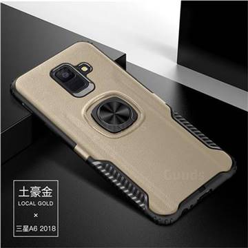 Knight Armor Anti Drop PC + Silicone Invisible Ring Holder Phone Cover for Samsung Galaxy A6 (2018) - Champagne