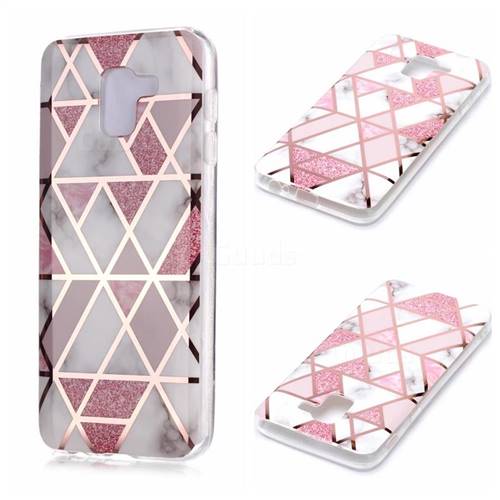 Pink Rhombus Galvanized Rose Gold Marble Phone Back Cover for Samsung Galaxy A6 (2018)