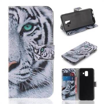 White Tiger PU Leather Wallet Case for Samsung Galaxy A6 (2018)