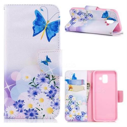 Butterflies Flowers Leather Wallet Case for Samsung Galaxy A6 (2018)