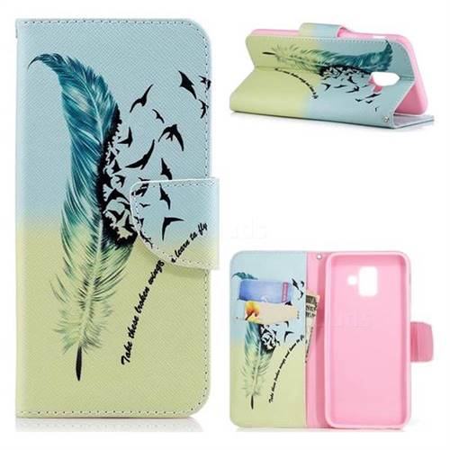 Feather Bird Leather Wallet Case for Samsung Galaxy A6 (2018)